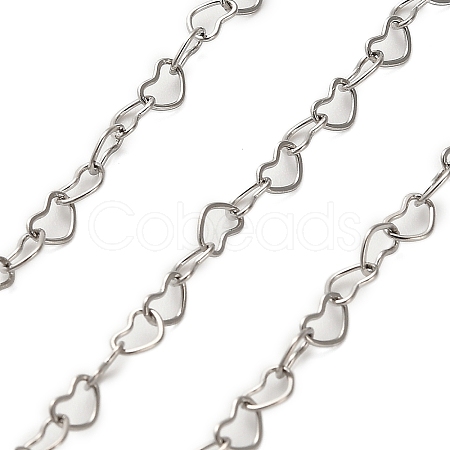 304 Stainless Steel Heart Link Chains CHS-A016-34A-P01-1