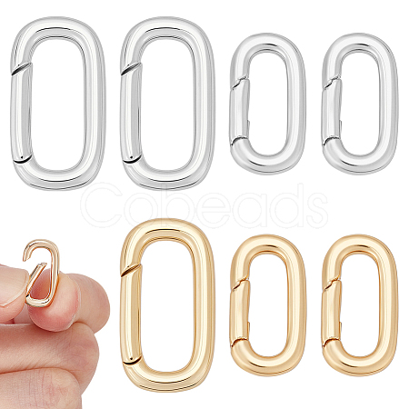 8Pcs 4 Styles Brass Spring Gate Rings KK-UN0005-38-1
