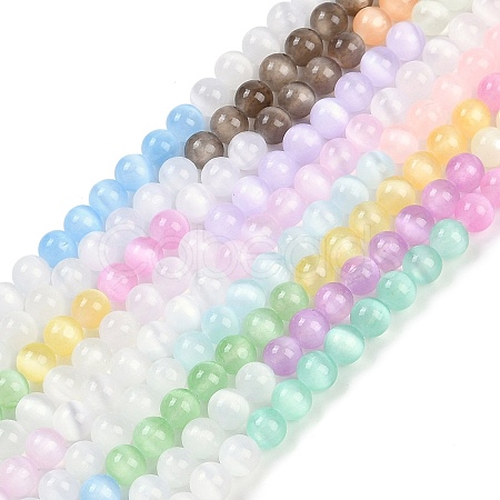 Macaron Color Natural Selenite Beads Strands G-A243-A01-1