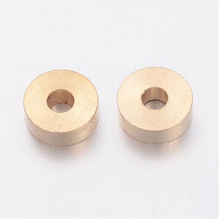 Golden Brass Rondelle Spacer Beads X-KK-EC859-1G-1