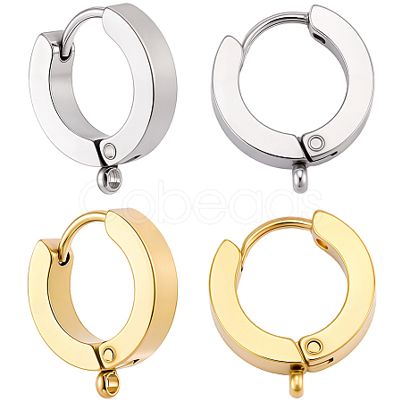 16Pcs 2 Colors 304 Stainless Steel Huggie Hoop Earrings Findings STAS-BBC0009-68C-1