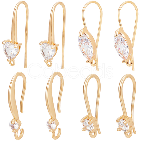 16Pcs 4 Style Brass Earring Hooks KK-BBC0012-53-1