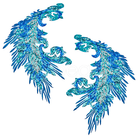 4Pcs 2 Style Polyester Embroidery Sew on Appliques PATC-MA0001-33C-1