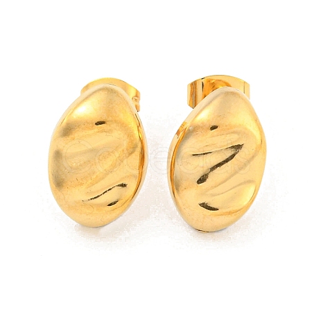 Oval 304 Stainless Steel Ear Studs EJEW-L290-016G-1