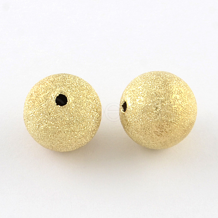 Brass Textured Beads X-KK-R012-6mm-G-1