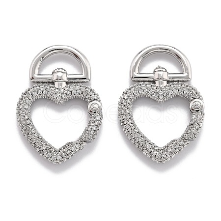 Brass Clear Cubic Zirconia Swivel Clasps ZIRC-O044-01P-1