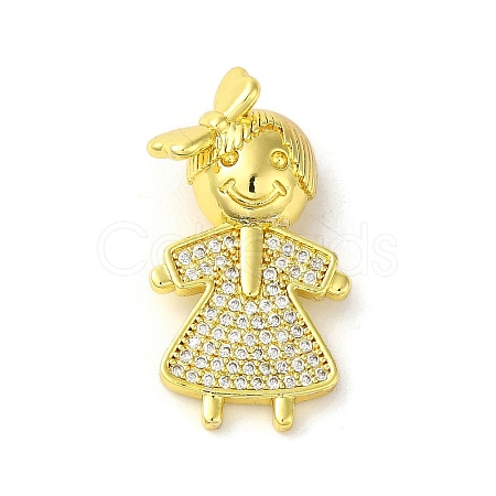 Rack Plating Brass Micro Pave CLear Cubic Zirconia Pendants KK-C053-06A-G-1