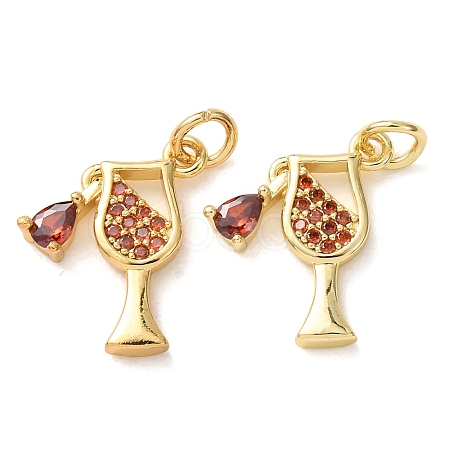 Brass Micro Pave Red Cubic Zirconia Pendants CU-E003-02G-1