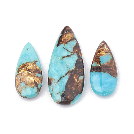 Assembled Bronzite and Synthetic Turquoise Pendants G-S328-003J-1