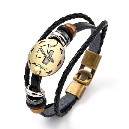 Braided Leather Cord Retro Multi-strand Bracelets BJEW-L616-20G-1