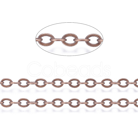Brass Flat Oval Cable Chains CHC025Y-01-R-1