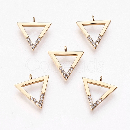 Brass Micro Pave Cubic Zirconia Charms X-ZIRC-Q014-044G-1