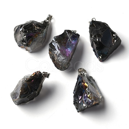 Rough Raw Electroplate Natural Crystal Quartz Pendants G-S282-15D-1
