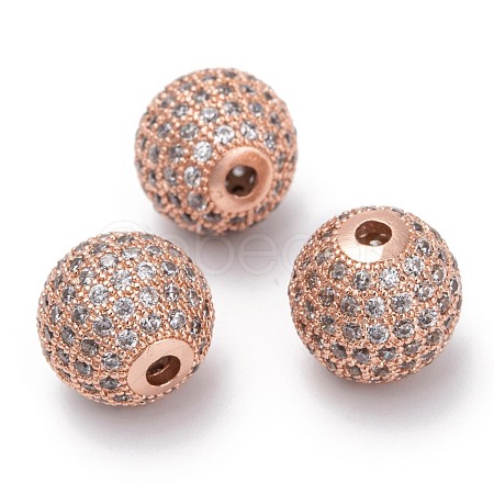 Brass Cubic Zirconia Beads ZIRC-F001-15RG-1