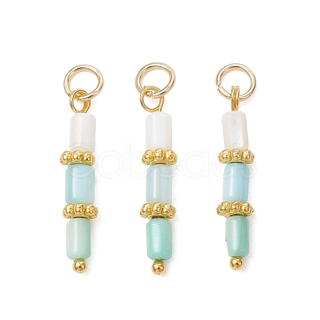 Dyed Natural Freshwater Shell Beaded Pendants PALLOY-JF05024-02-1