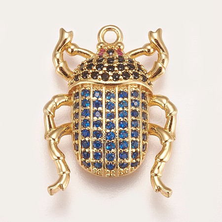 Brass Micro Pave Cubic Zirconia Pendants X-ZIRC-K078-04G-1