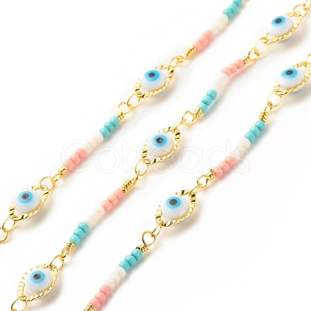 Glass Evil Eye Link Chain CHC-E024-12G-1