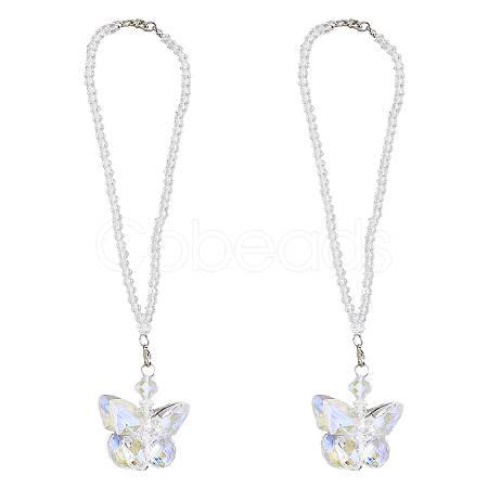 Butterfly Glass Car Hanging Pendant HJEW-DC0001-04-1