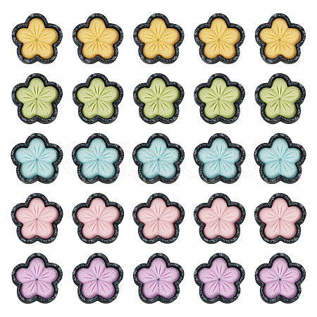 50Pcs 5 Colors Sakura Opaque Resin Cabochons CRES-TA0001-74-1