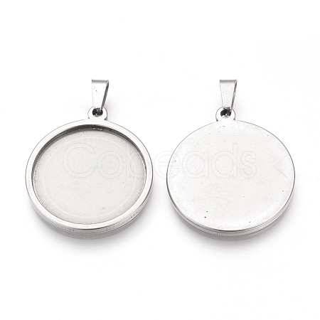 Tarnish Resistant 304 Stainless Steel Pendant Cabochon Settings X-STAS-S073-03P-1