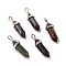 Natural Dragon Blood Pointed Pendants, Faceted, with Platinum Tone Brass Findings, Lead free & Cadmium Free, Bullet, 27~30x9~10x7~8mm, Hole: 4x3mm