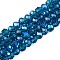 Electroplate Glass Beads Strands, Half Rainbow Plated, Faceted, Rondelle, Steel Blue, 6x5mm, Hole: 1mm, about 84~85pcs/strand, 41.5~42cm