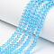 Glass Beads Strands, Faceted, Rondelle, Cyan, 2.9~3.3x2mm, Hole: 0.8mm, about 145~150pcs/strand, 34~35cm