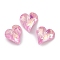 Glass Rhinestone Cabochons, Point Back & Back Plated, Faceted, Heart, Light Rose, 9x8x3.5mm