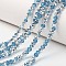 Electroplate Transparent Glass Beads Strands, Half Silver Plated, Faceted, Rondelle, Deep Sky Blue, 2.9~3.3x2mm, Hole: 0.8mm, about 144~149pcs/strand, 36~37cm