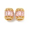 Brass Micro Pave Cubic European Beads, Real 18K Gold Plated, Large Hole Beads, Column, Pink, 11.5x9.5mm, Hole: 5mm