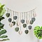 Handmade Cotton Hanging Wall Decorations, with Wooden Beads and Clips, Home Decorations, Leaf, Slate Gray, 750x120mm