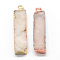 Electroplated Natural & Dyed Druzy Agate Pendants, with Brass Findings, Mixed Color, 37~41x9~10x5~9mm, Hole: 3mm