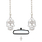 Skull Alloy Rhinestone Car Pendant Decoration, with Iron Ball Chains, Platinum, 416mm, 2pcs/set