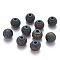 Painted Natural Wood Beads, Laser Engraved Pattern, Round with Leave Pattern, Steel Blue, 10x9mm, Hole: 2.5mm