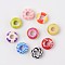 Handmade Polymer Clay Enamel European Beads, Large Hole Rondelle Beads, Mixed Color, 14x7.5mm, Hole: 5.5mm