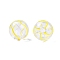 Transparent Glass Enamel Beads, Hand Drawn Beads, Round with Stripe Pattern, Gold, 13.5~15x14mm, Hole: 2~2.5mm