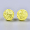 Transparent Crackle Acrylic Round Beads Strands, No Hole, Yellow, 12mm