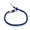 Cotton Cord Bracelets, with Brass Finding, Long-Lasting Plated, Real 24K Gold Plated, Blue, 8-1/2 inch(21.5cm)~9 inch(23cm)