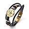 Braided Leather Cord Retro Multi-strand Bracelets, with Wood Beads, Hematite Beads and Alloy Findings, Flat Round,  Antique Bronze, Sagittarius, 8-1/4 inch(21cm)