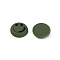 Acrylic Enamel Cabochons, Flat Round with Smiling Face Pattern, Dark Olive Green, 20x6.5mm