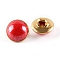 1-Hole Brass Resin Button, Flat Round, Red, 10x8mm, Hole: 3x2.5mm