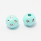 Opaque Acrylic Beads, Metal Enlaced, Round, Cyan, 8mm, Hole: 2mm, about 2300pcs/500g