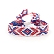 Ethnic Style Polyester Flat with Rhombus Cord Bracelets for Women, Adjustable Bracelet with Tassel, Crimson, 5-7/8 inch(15cm)