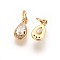 Brass Cubic Zirconia Charms, teardrop, Golden, Clear, 10.5x5.5x3.5mm, Hole: 3mm