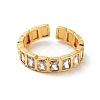 Rectangle Brass Micro Pave Cubic Zirconia Open Cuff Ring for Women RJEW-Z044-04G-03-2