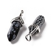Natural Snowflake Obsidian Pointed Pendants G-K329-65P-3