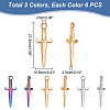 18Pcs 3 Colors 304 Stainless Steel Pendants STAS-UN0042-22-3