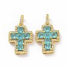 Brass Micro Pave Clear Cubic Zirconia Pendants ZIRC-F135-24G-04B-2