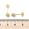 Round Brass Micro Pave Clear Cubic Zirconia Stud Earrings LS-EJEW-D311-107G-3