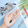 10Pcs Woven Net/Web with Feather Alloy Pendant Decorations HJEW-NB0001-83-3
